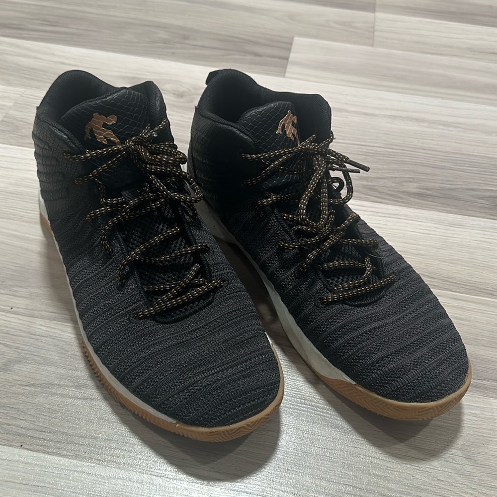AND1 Mens size 11 Black Gold Thread Basketball Shoes